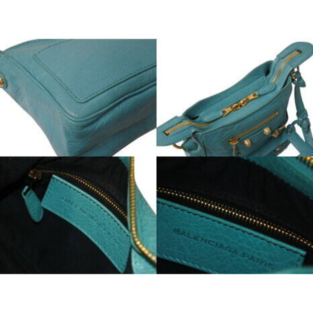 BALENCIAGA The City Shoulder Bag Blue Green Leather - Picture 8 of 8